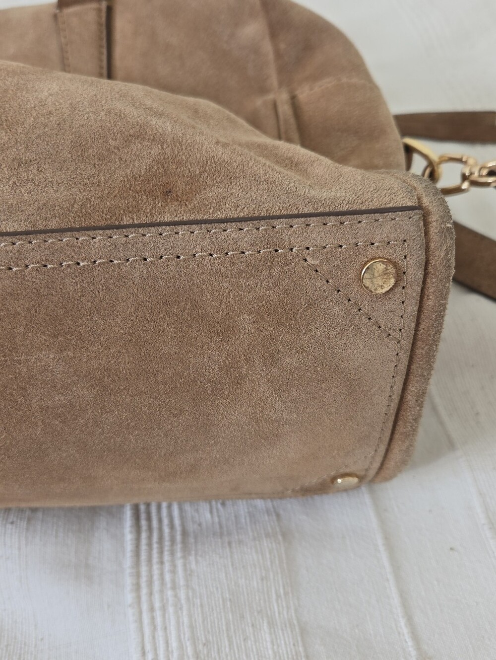 Banana Republic Camel Suede Satchel Large Duffel Purse Shoulder Bag Fall 2016 - Picture 11 of 16